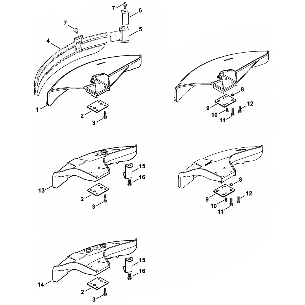 Sơ đồ Bộ làm lệch hướng Stihl FS55 3 fs55 deflector 16.2014