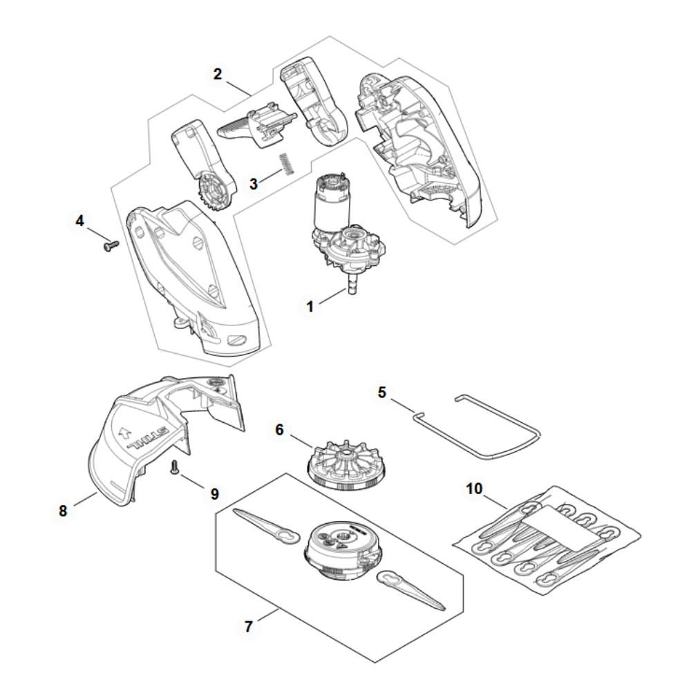 Sơ đồ Lắp ráp động cơ điện cho Stihl FSA 30 2 fsa30 electric motor assy