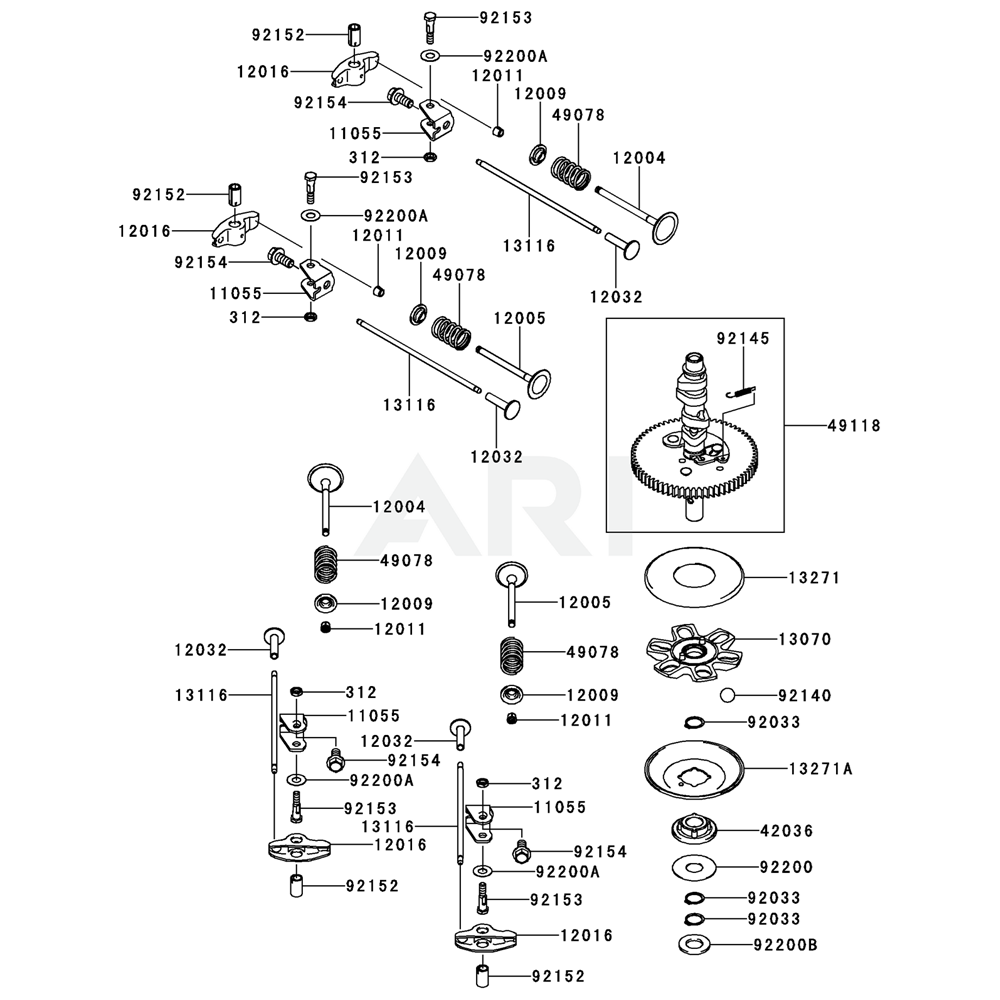 Sơ đồ Van/Trục cam Kawasaki FT691V