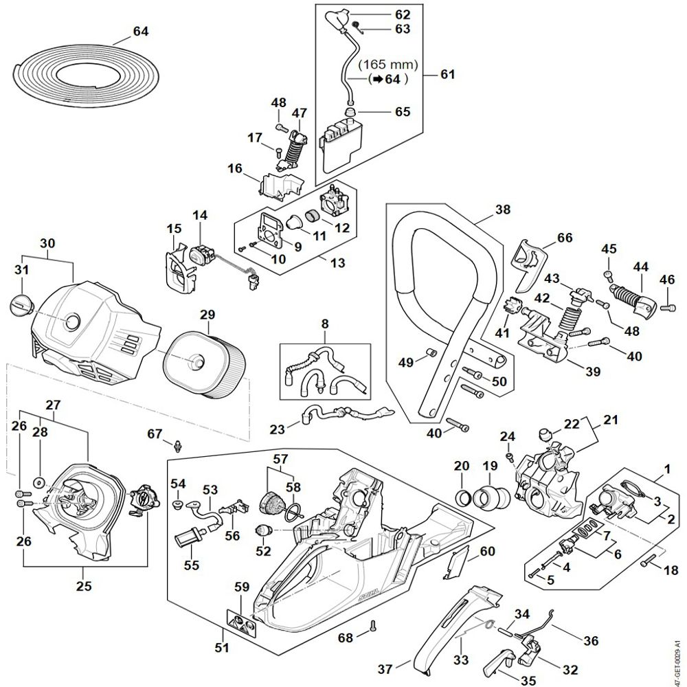 Sơ đồ Hệ thống phun nhiên liệu cho Stihl 2 fuel injection system assy