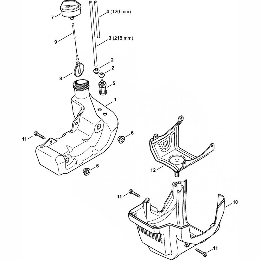 fuel tank assembly for stihl fr230 backpack brushcutter