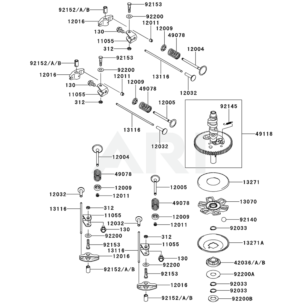 Sơ đồ Van/Trục Cam cho Kawasaki FX481V