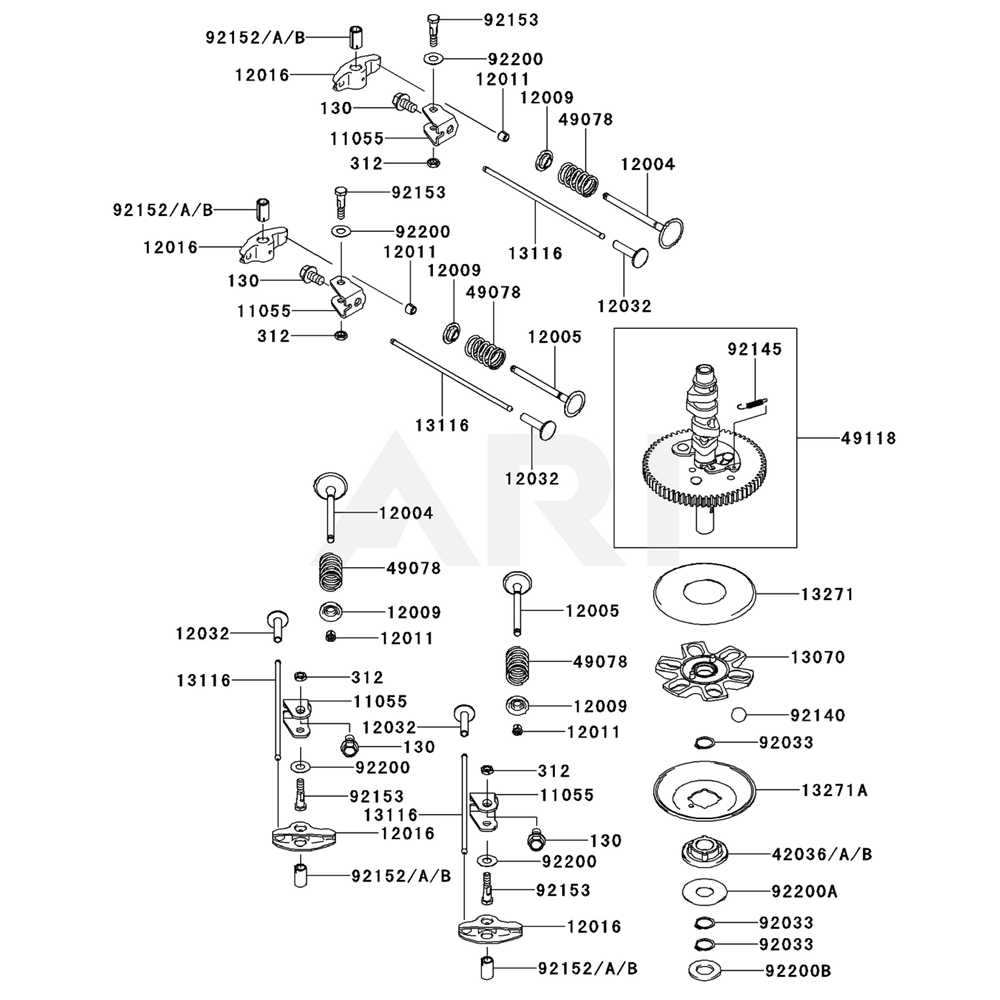 Sơ đồ Van/Trục Cam cho Kawasaki FX541V