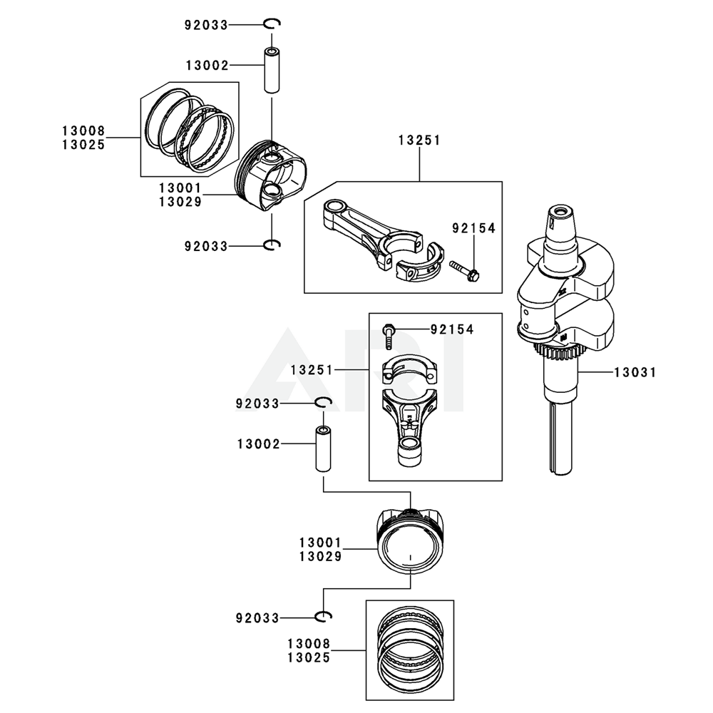 Sơ đồ Piston/Trục khuỷu Kawasaki FX730V 2 fx651v 12 2