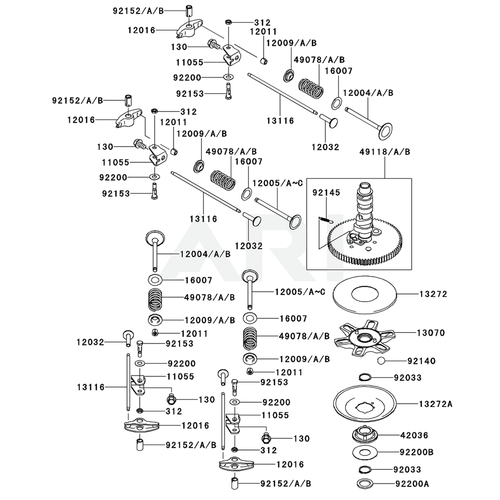 Sơ đồ Van/Trục Cam cho Kawasaki FX801V