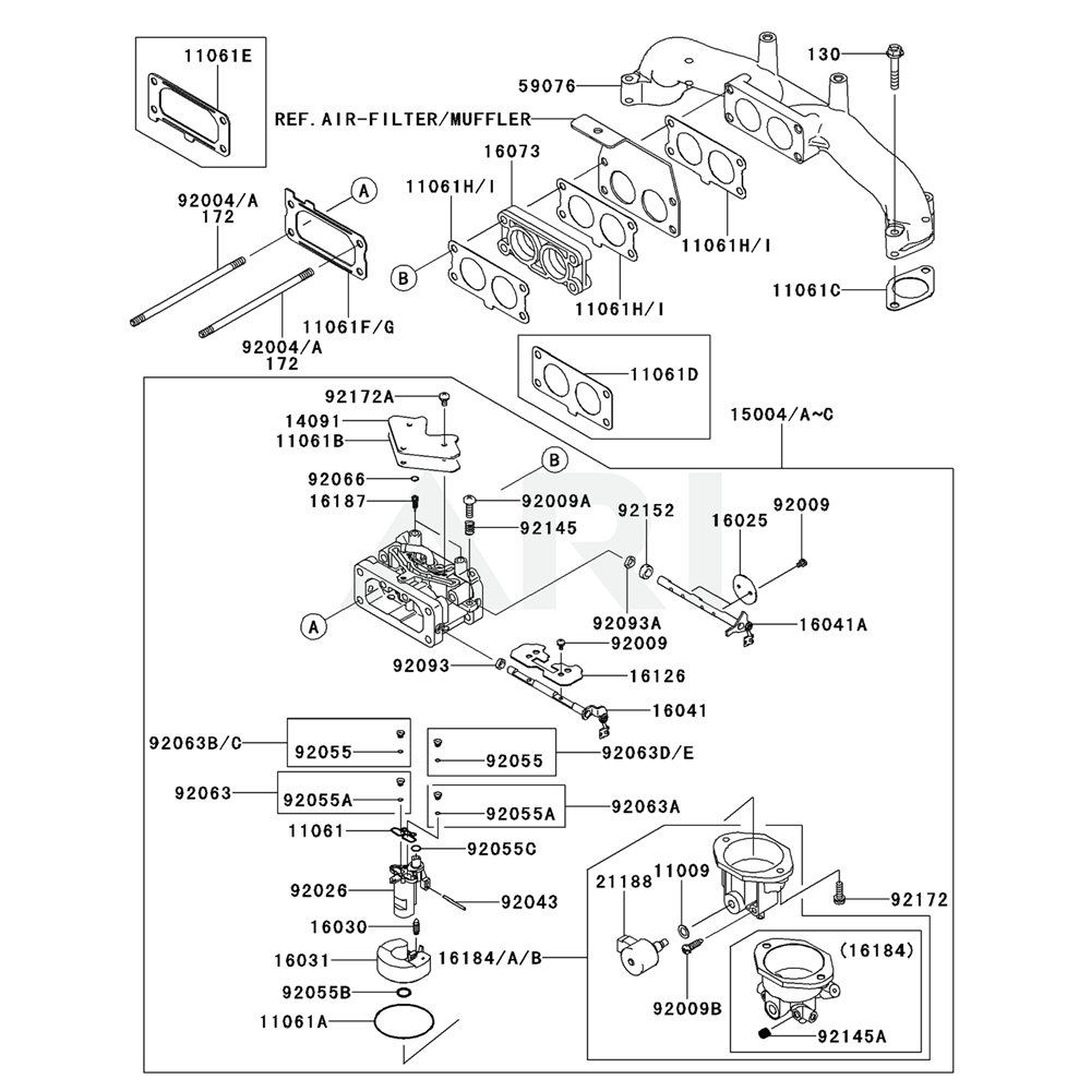 Sơ đồ Bộ chế hòa khí cho Kawasaki FX801V