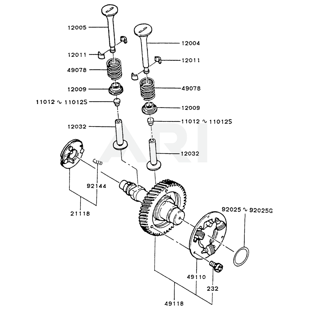 Sơ đồ Van/Trục cam Kawasaki FZ340D