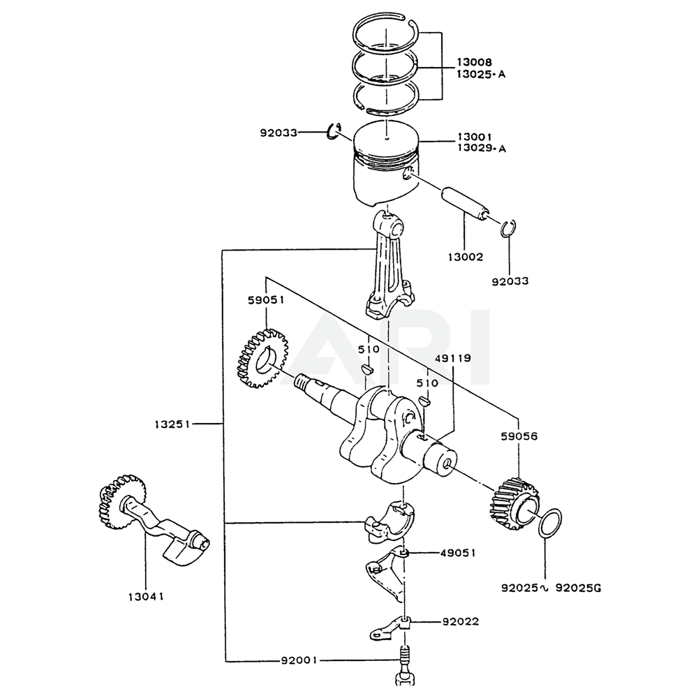Sơ đồ Piston/Trục khuỷu Kawasaki FZ340G 3 fz340g 10