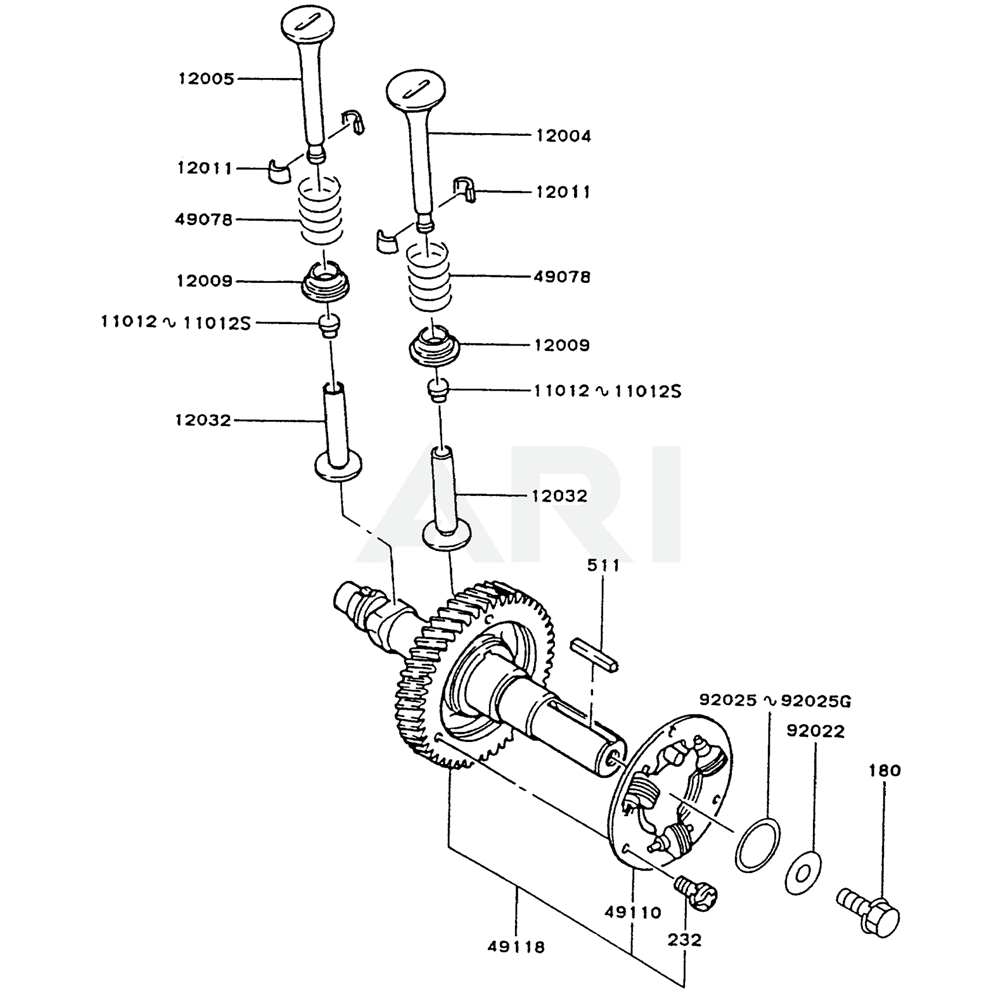 Sơ đồ Van/Trục Cam cho Kawasaki FZ340G