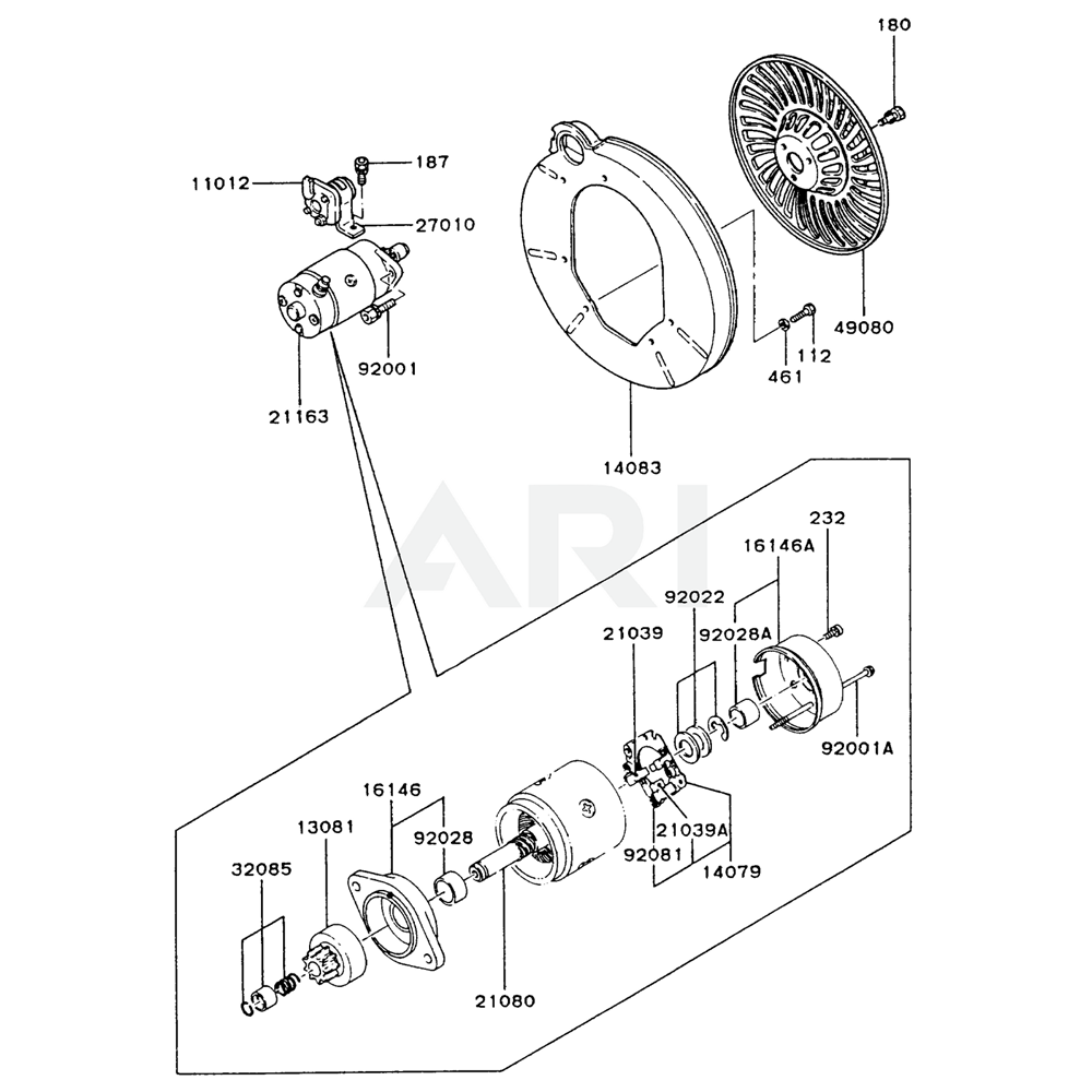 Sơ đồ Bộ khởi động cho Kawasaki FZ790D 2 fz790d 12