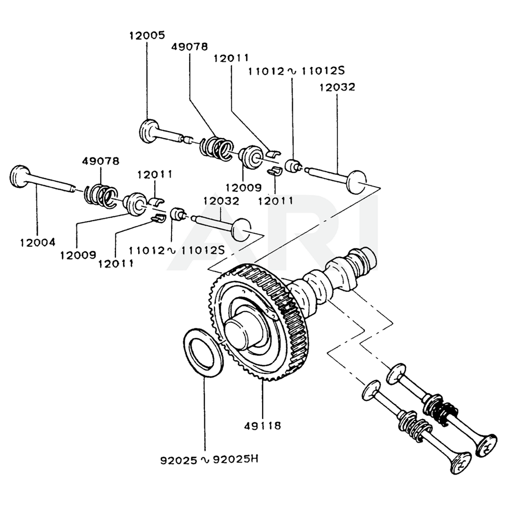 Sơ đồ Van/Trục Cam cho Kawasaki FZ790D