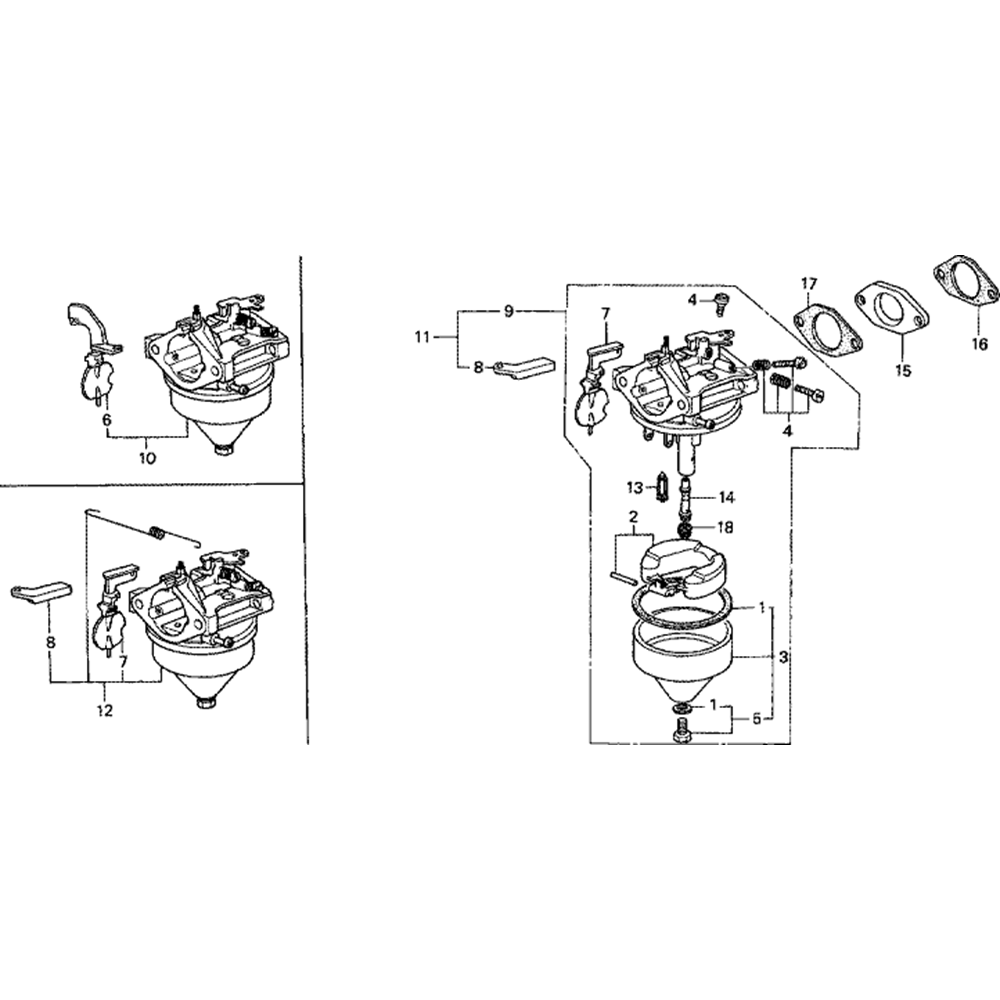 Sơ đồ Bộ chế hòa khí 1 cho Honda G200 3 g200 3