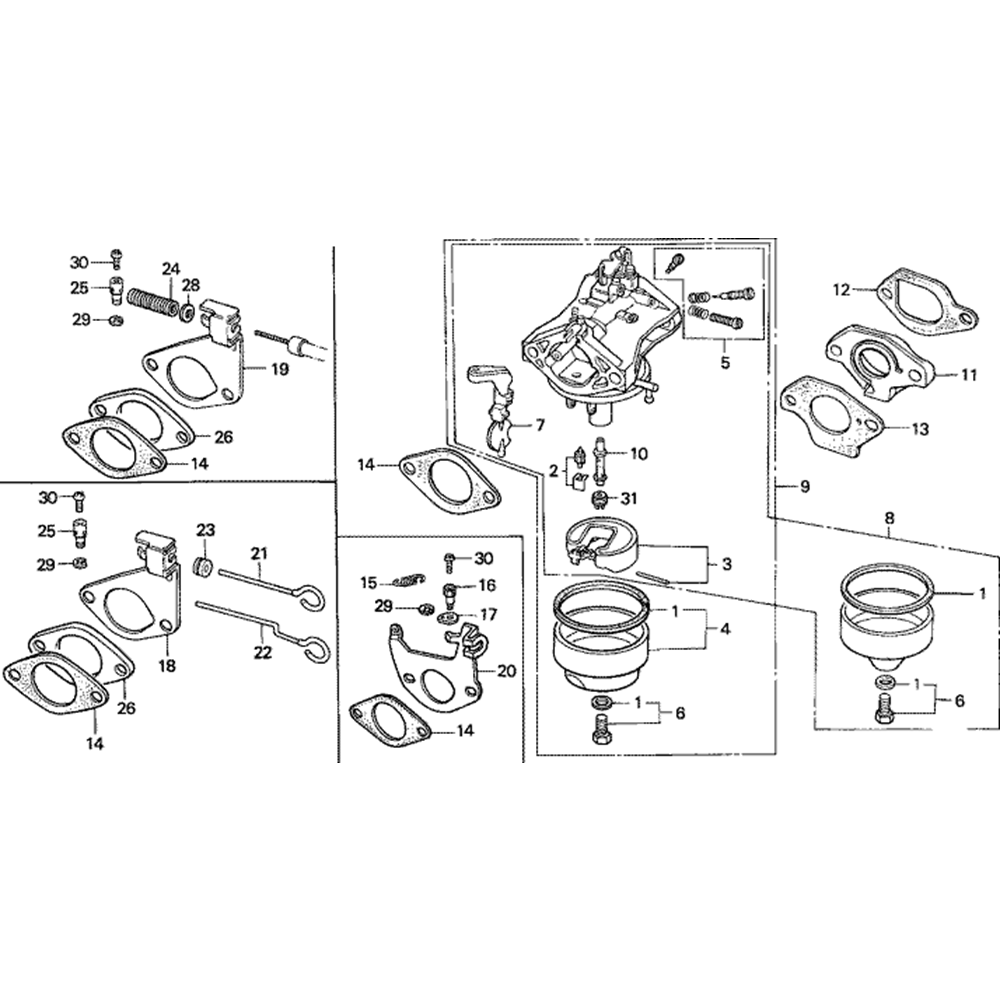 Sơ đồ Bộ chế hòa khí 2 lắp ráp Honda G400K1 3 g400k1 5