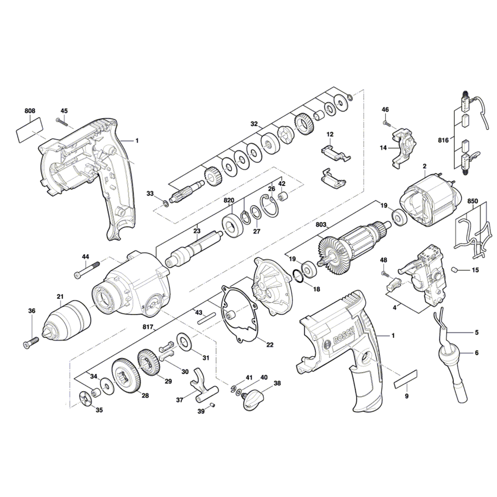 Sơ đồ Bộ máy khoan Bosch GBM 13-2 RE 3 gbm 13 2 re 1