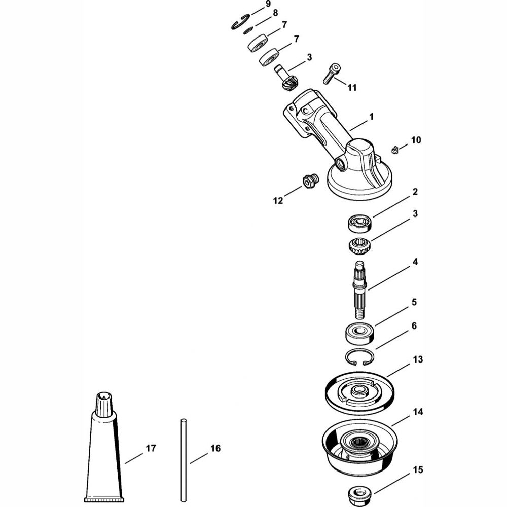 gear head assembly for stihl fr131t backpack brushcutter