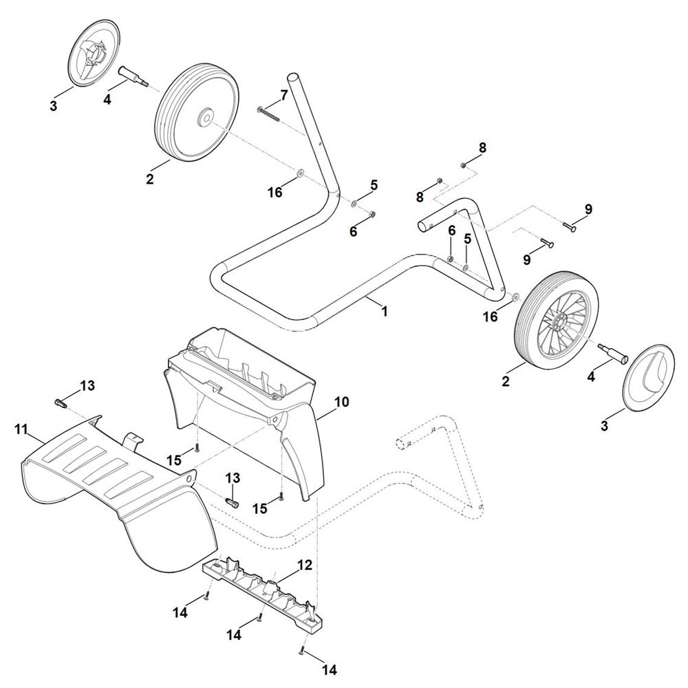 Sơ đồ Xe đẩy bánh xe cho máy hủy tài liệu Stihl