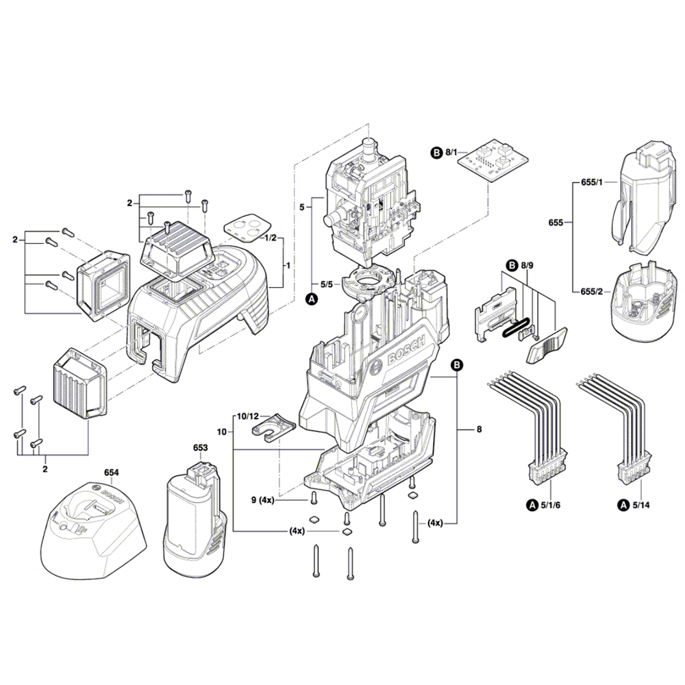 Sơ đồ Lắp ráp tia laser cho Bosch 2 gll 3 80 cg 1