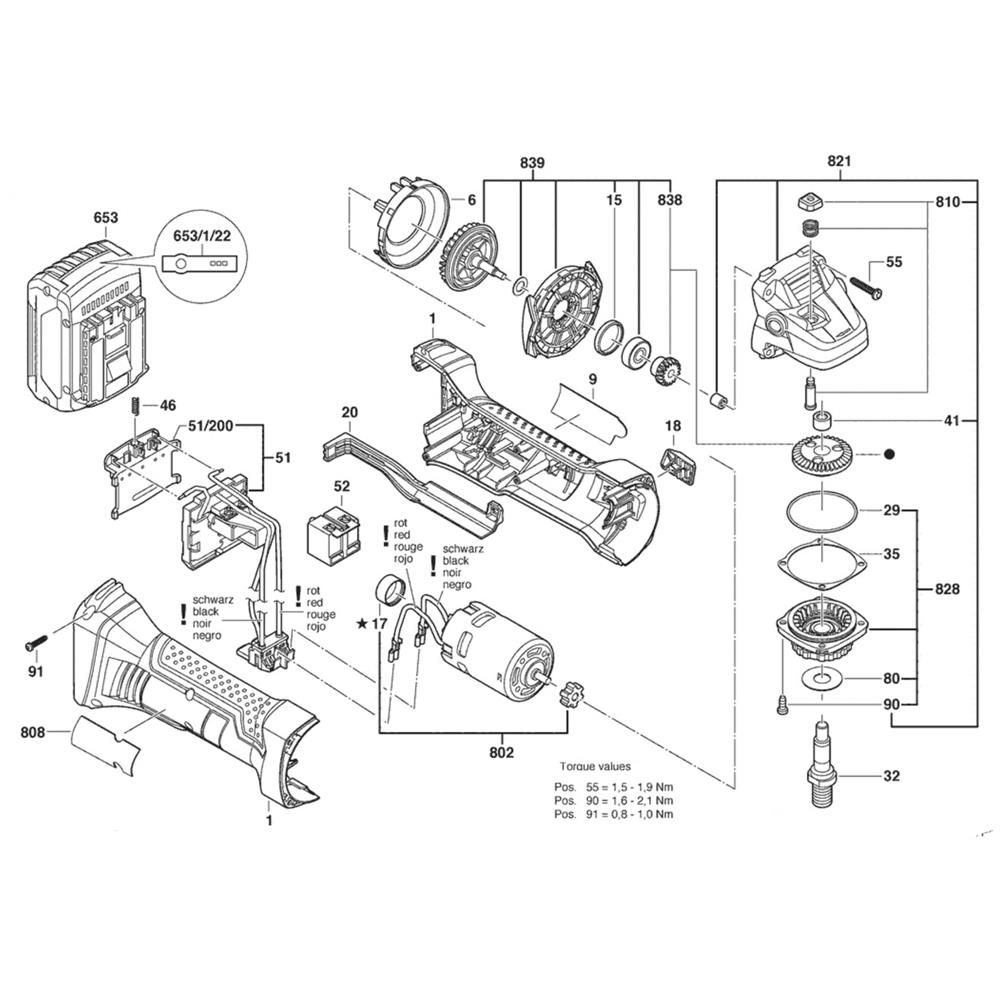 Sơ đồ Lắp ráp chính cho Bosch GWS 18-125 2 gws18125vli main assy
