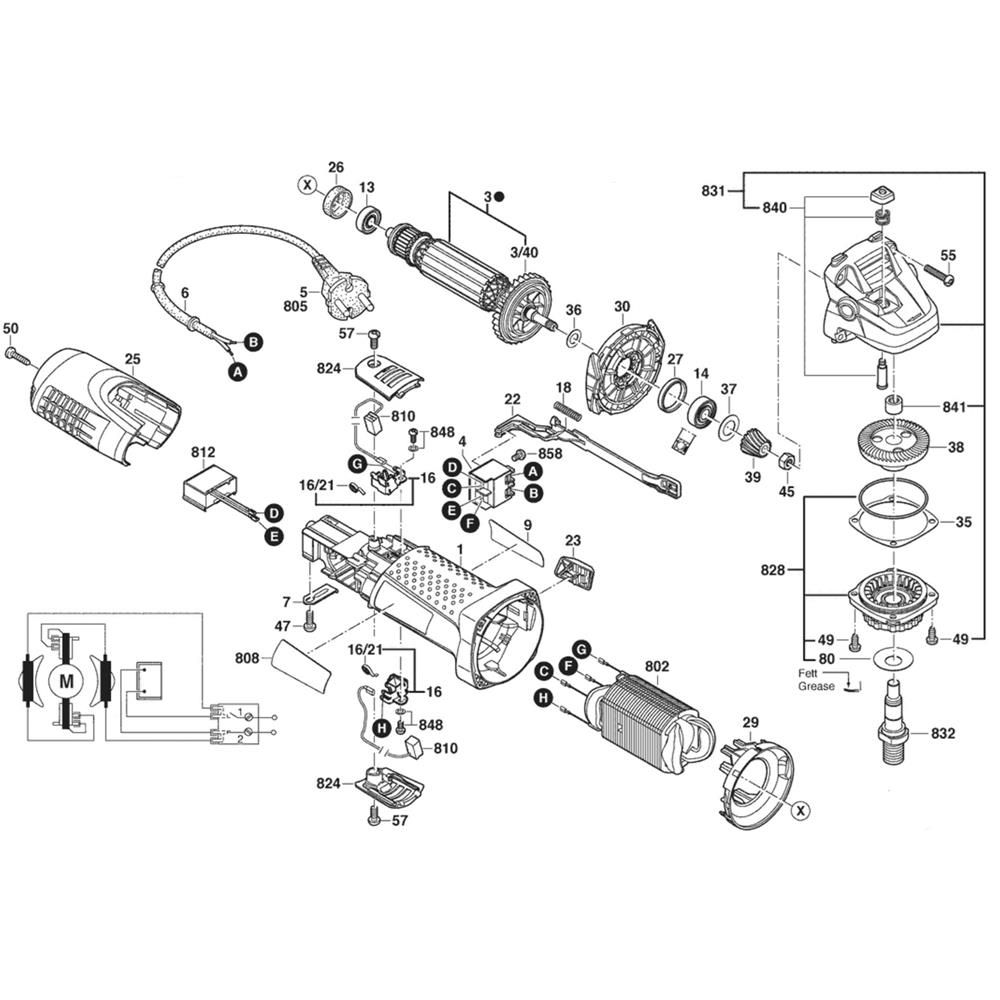 Sơ đồ Lắp ráp chính Bosch GWS 7-115 3 gws7115 main assy