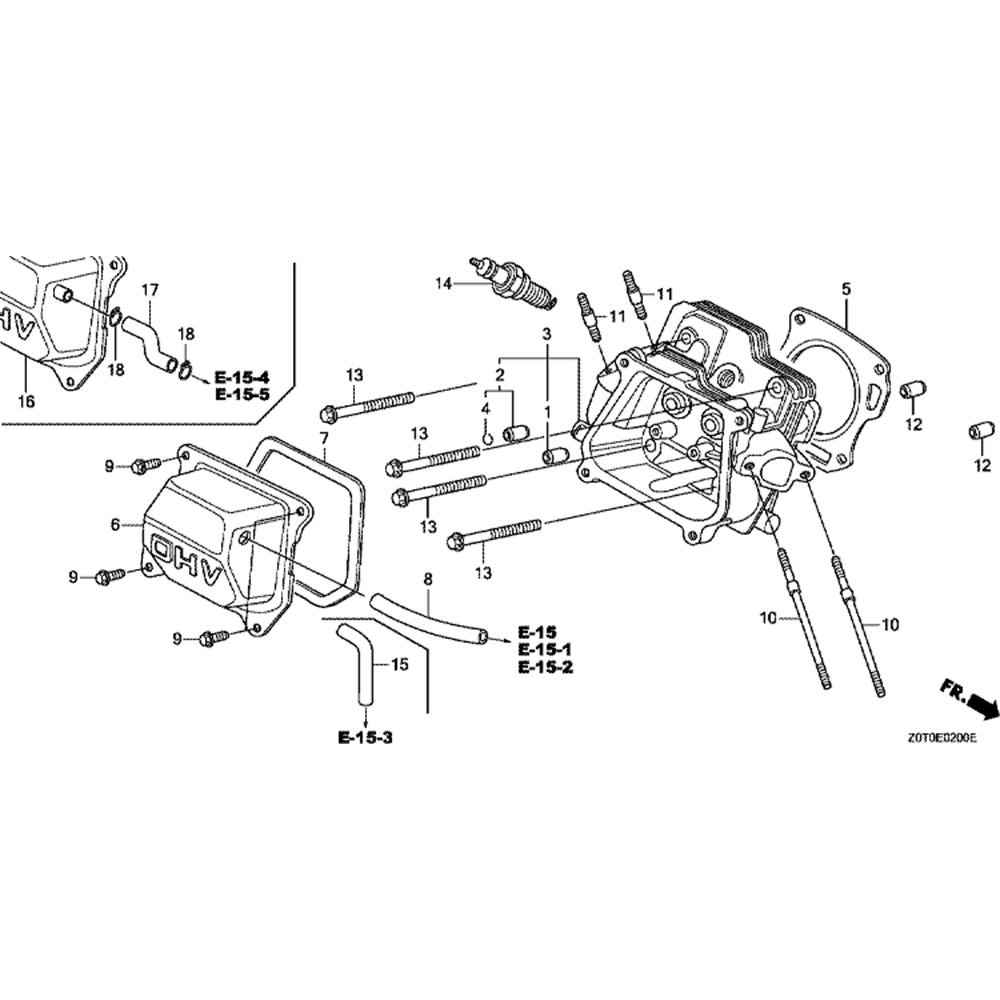 Sơ đồ Đầu Xi Lanh Honda GX160T2 3 gx160t2 v8