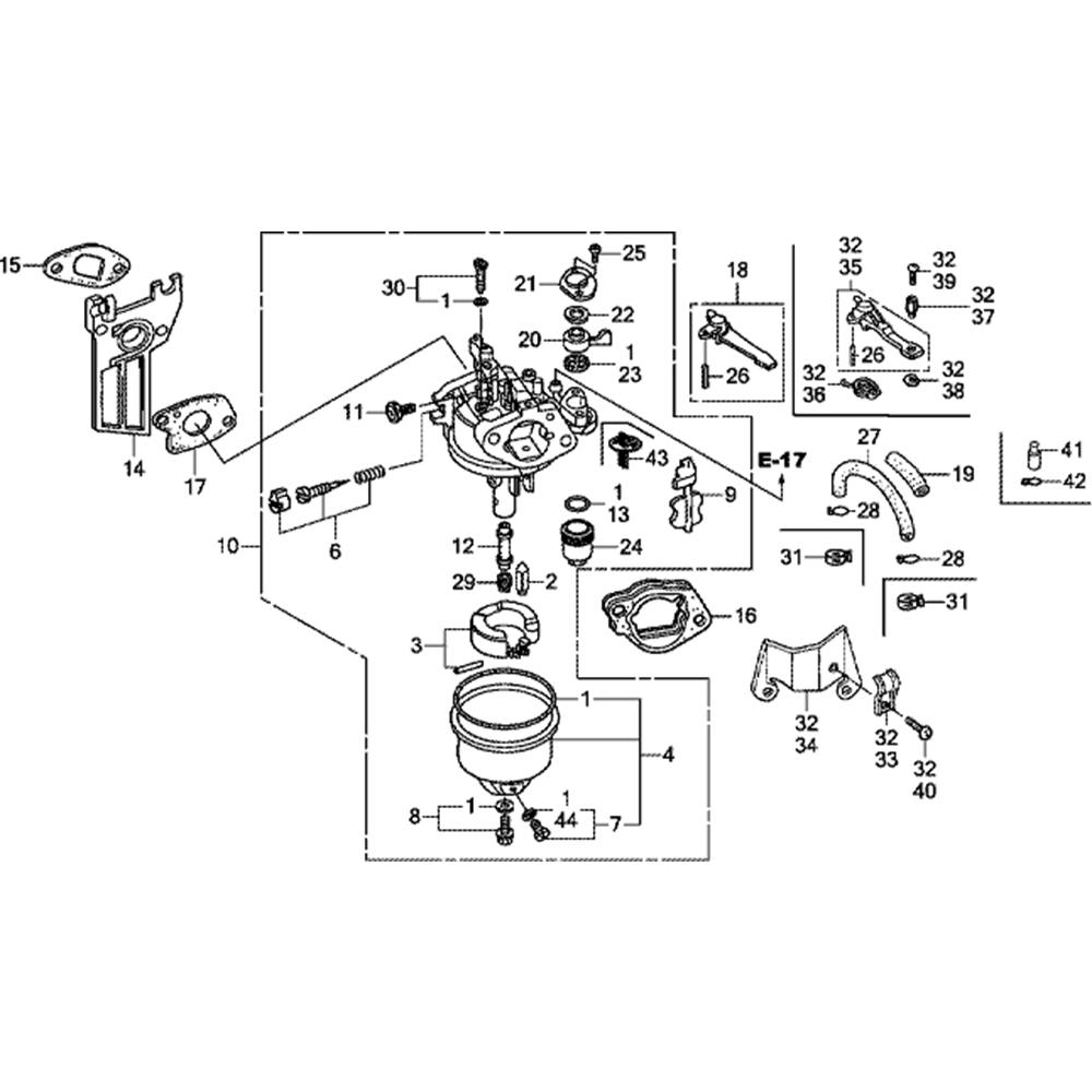 Sơ đồ Bộ chế hòa khí cho Honda GX160UT1
