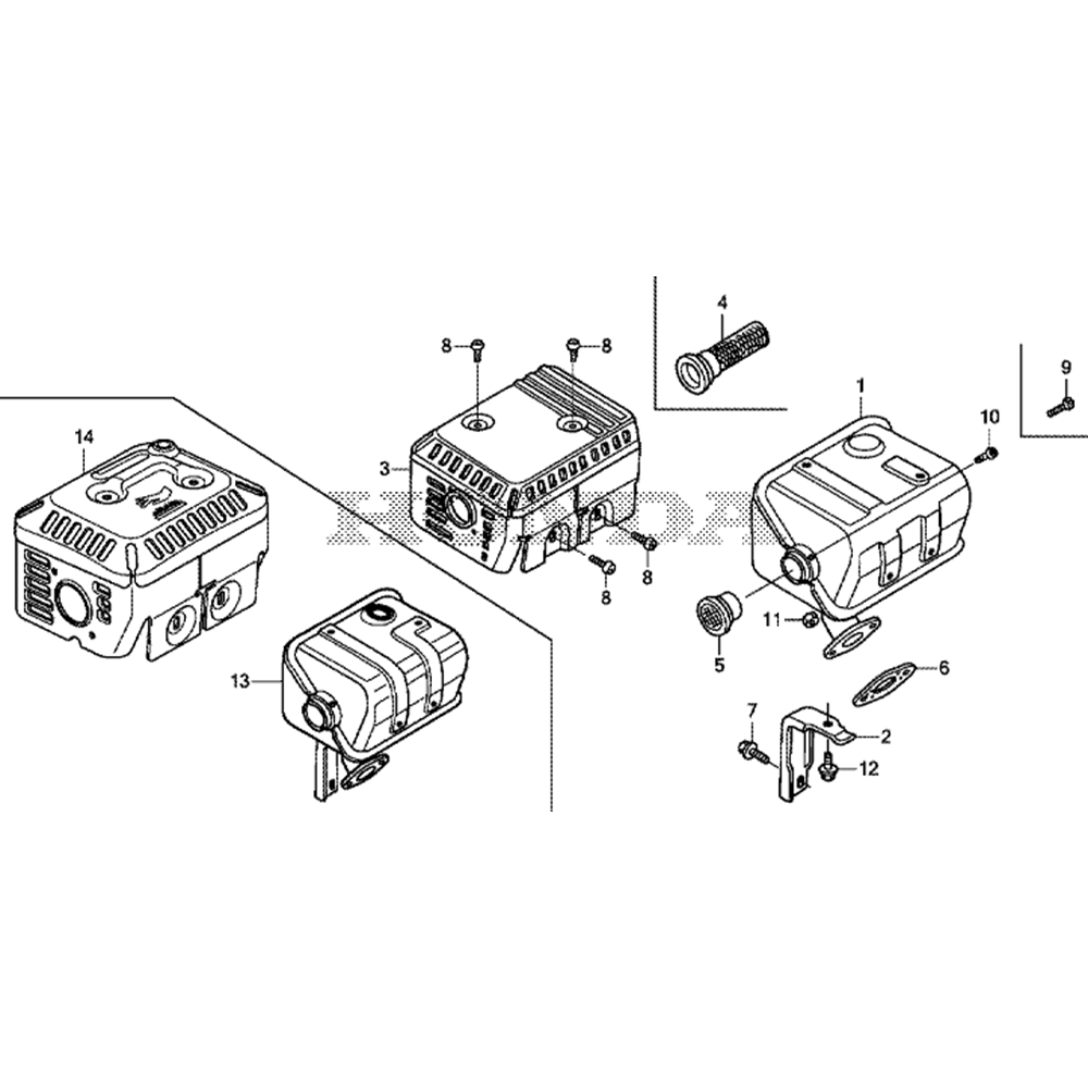 Sơ đồ Bộ giảm thanh cho Honda GX200H 2 gx200h 5 1