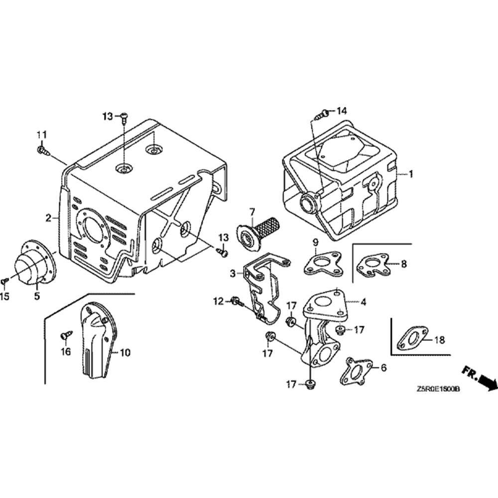 Sơ đồ Bộ giảm thanh cho Honda GX390U1 2 gx390u1 5
