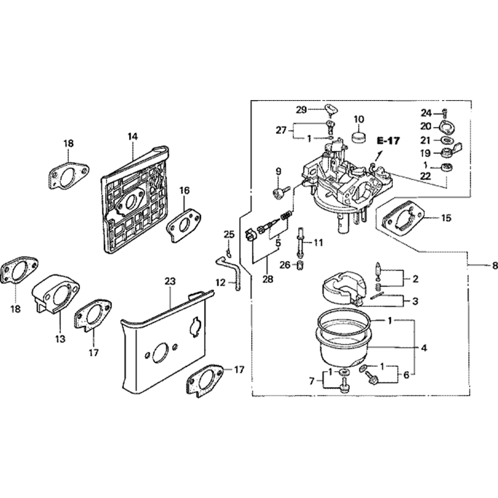 Sơ đồ Bộ chế hòa khí cho Honda GXV390