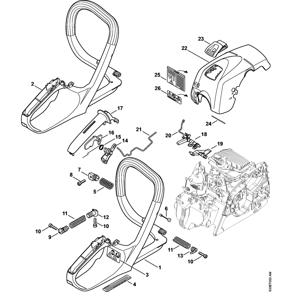 handle frame and shroud assembly ms171