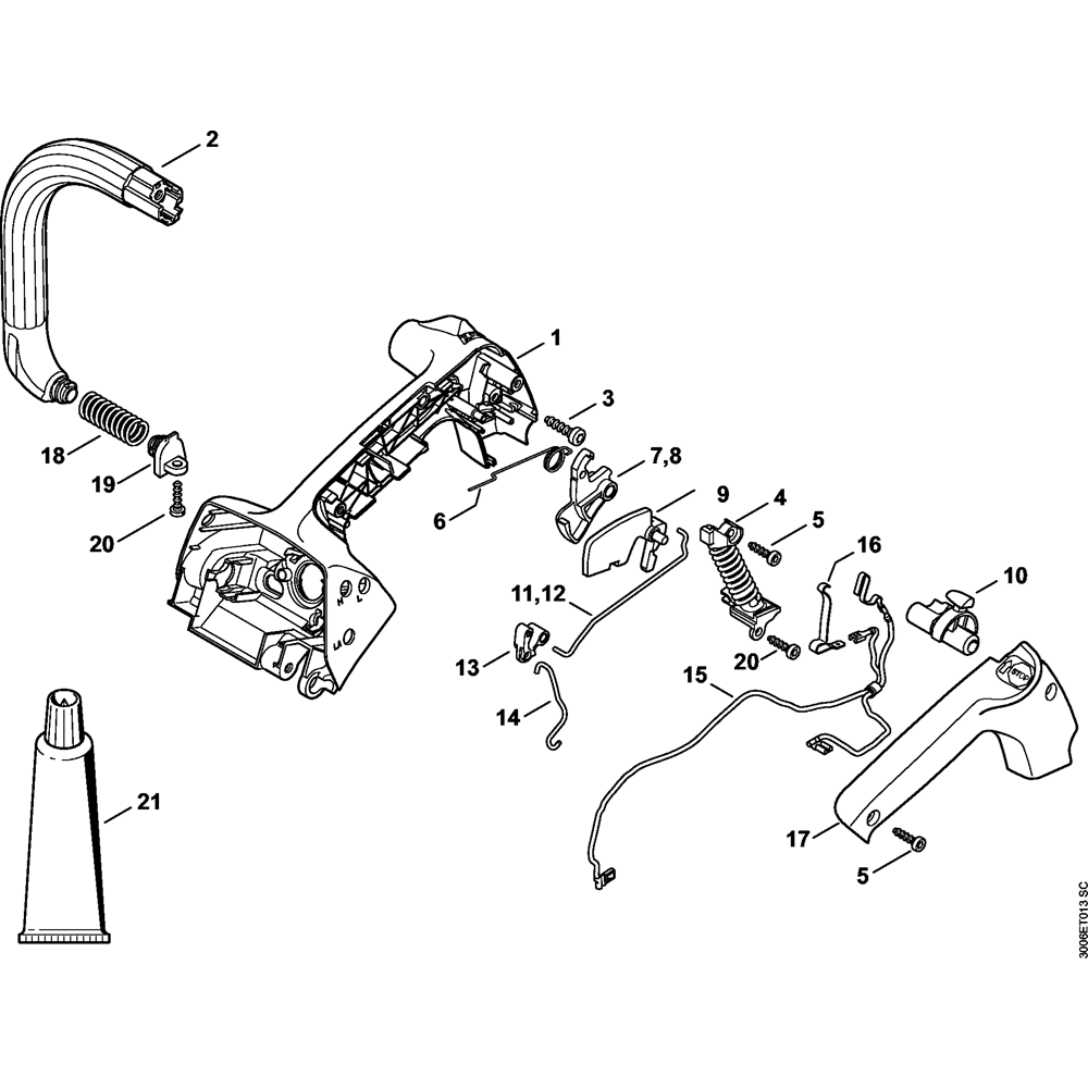 Sơ đồ Vỏ tay cầm cho Stihl MS150TC