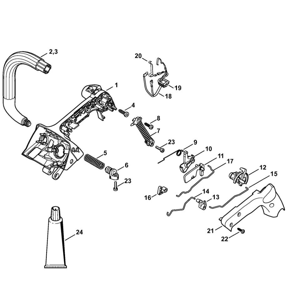 Sơ đồ Vỏ tay cầm cho Stihl MS201T