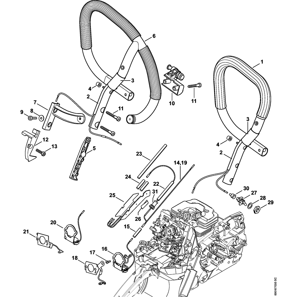 Sơ đồ Bộ sưởi ấm cho Stihl MS362 2 heating assembly ms362 ms362c