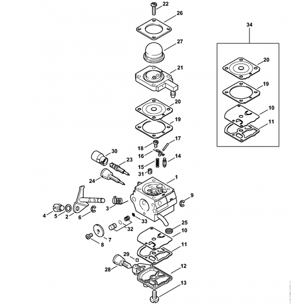 Sơ đồ Bộ chế hòa khí cho Stihl HL75