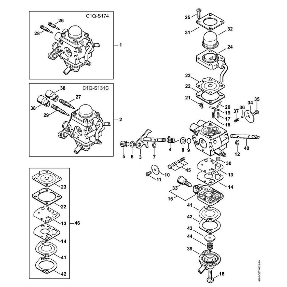 Sơ đồ Bộ chế hòa khí cho Stihl HL 95