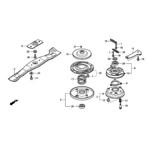 Sơ đồ Lắp ráp lưỡi cho máy cắt cỏ Honda