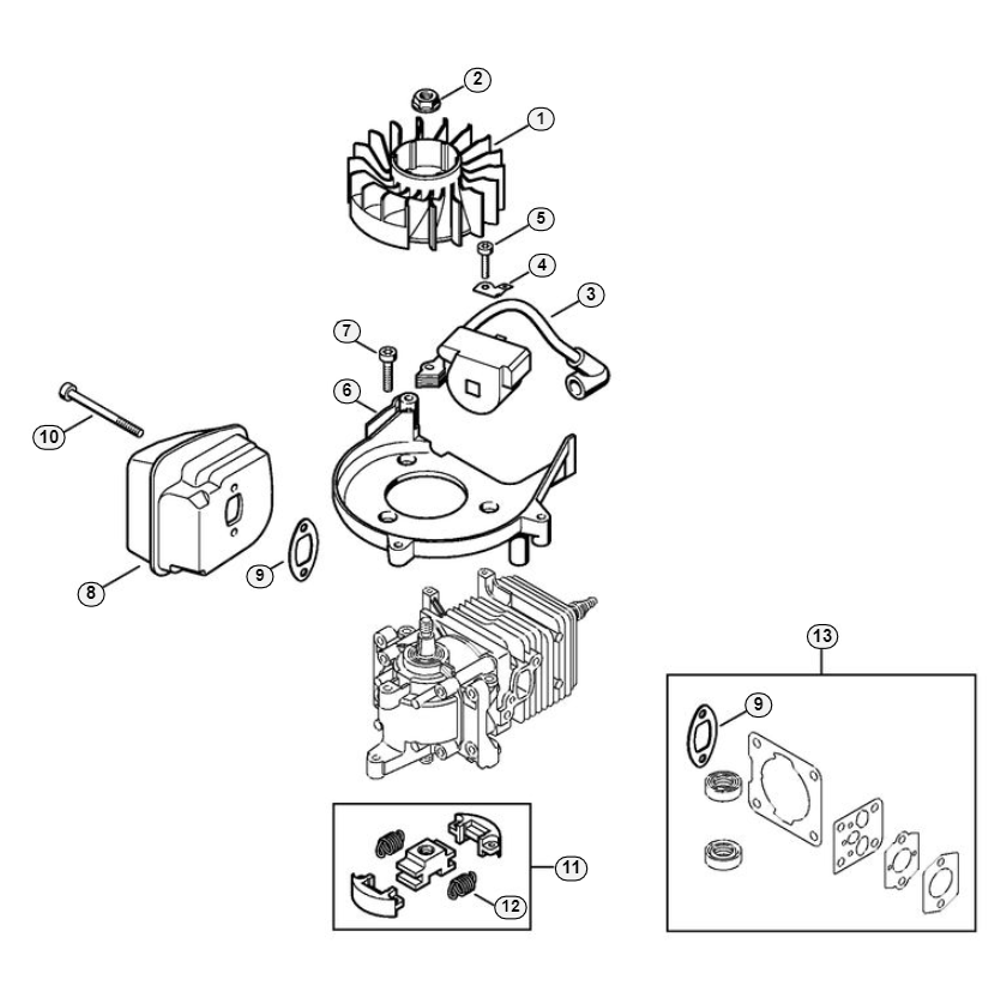Sơ đồ Đánh lửa & giảm thanh cho Stihl HS 52 2 hs52 2