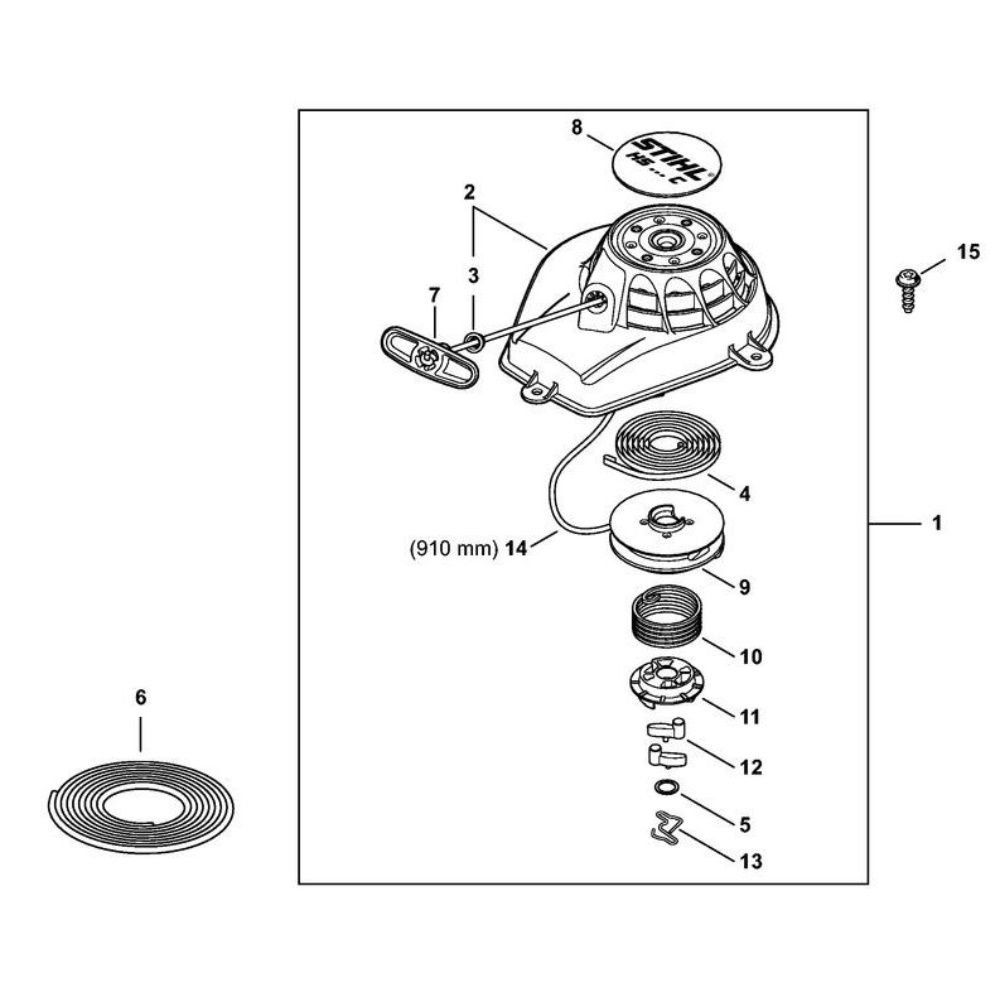 Sơ đồ Tua lại bộ khởi động cho Stihl HS 56