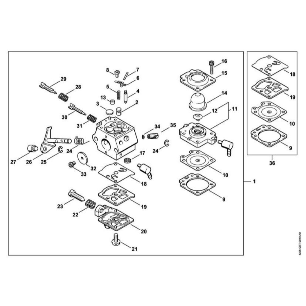 Sơ đồ Bộ chế hòa khí cho Stihl HS 80