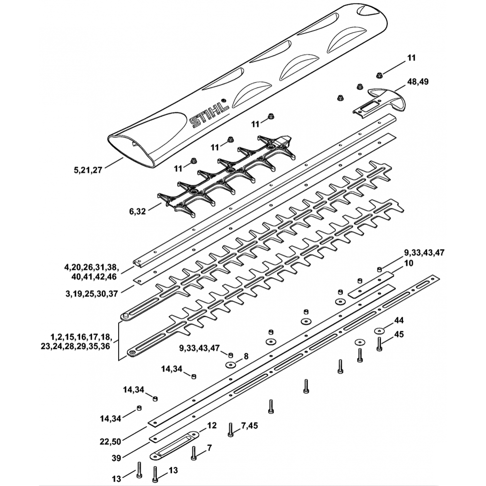 Sơ đồ Lắp ráp thanh cắt Stihl HS82 2 hs82 cutter
