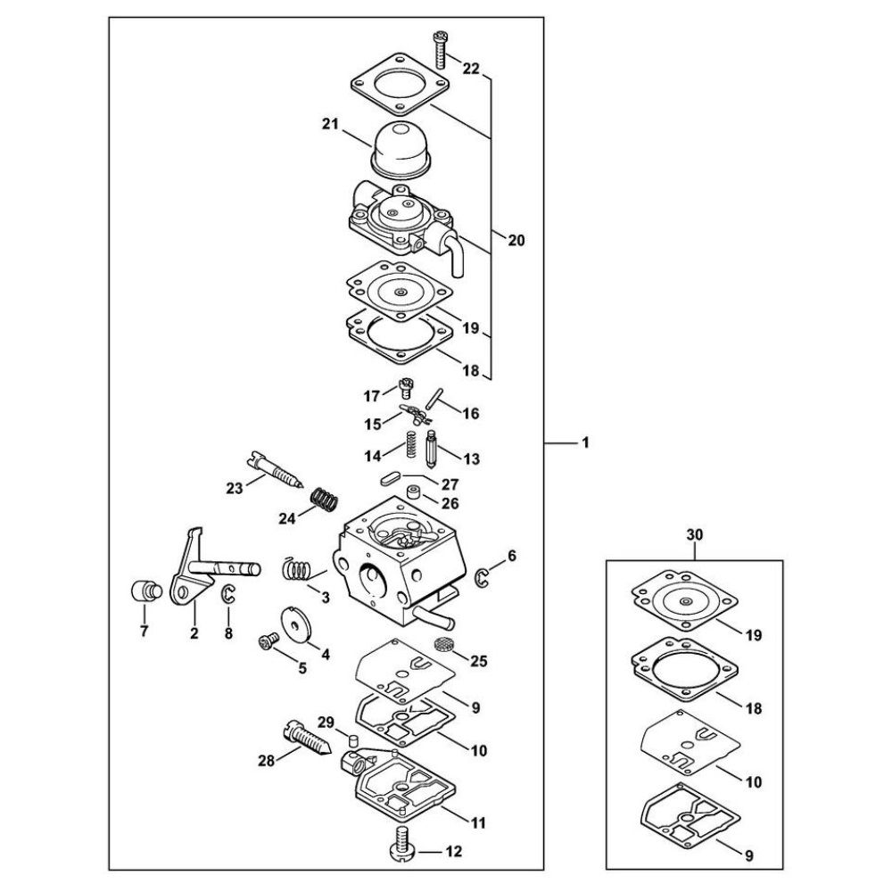 Sơ đồ Bộ chế hòa khí cho Stihl HS 85