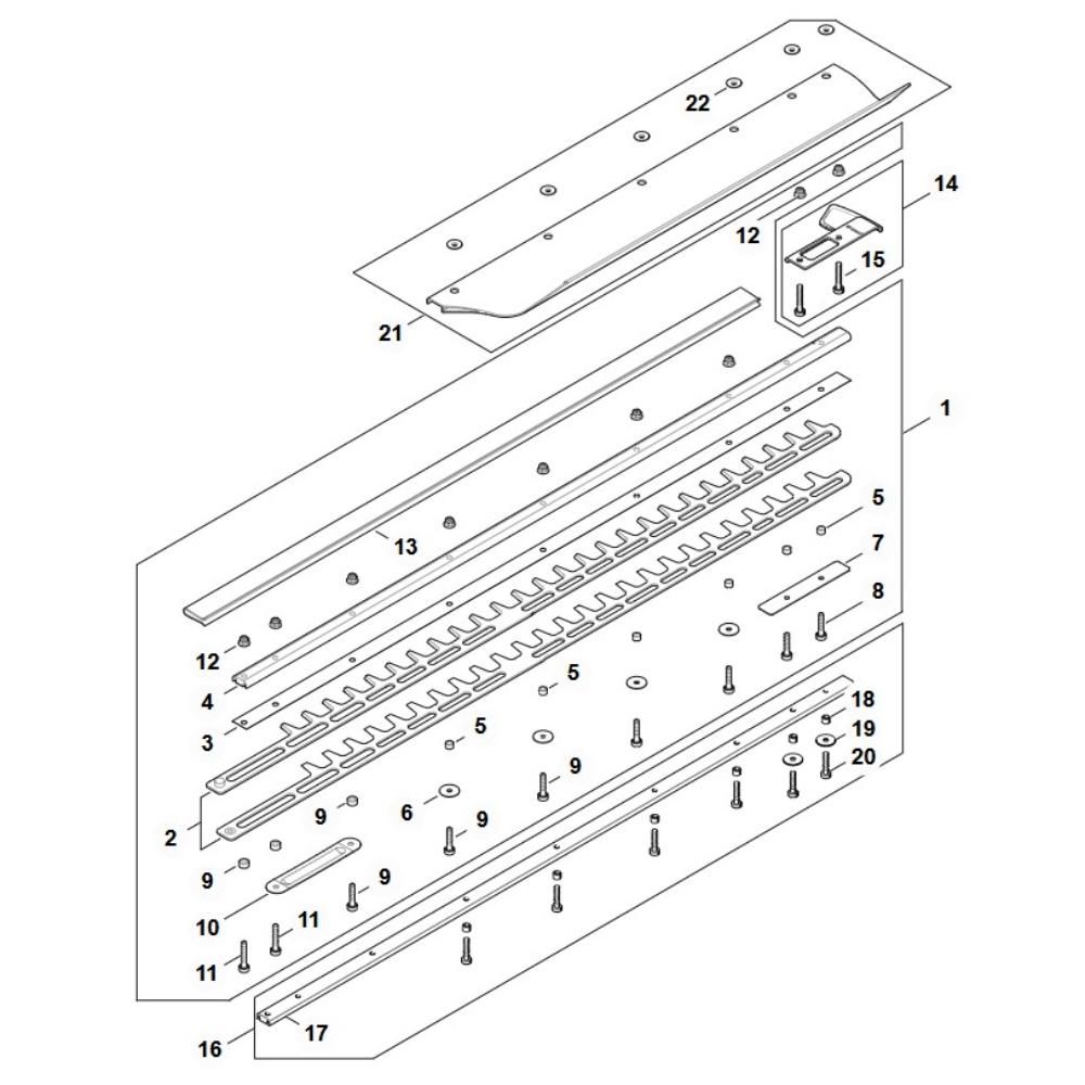 hsa150 0t cutter bar 750mm assy