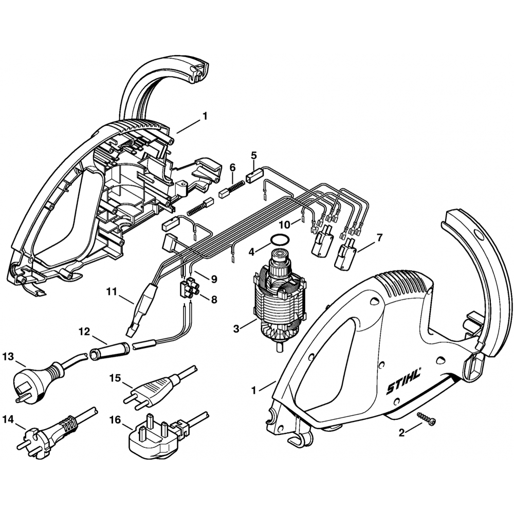 Sơ đồ Lắp ráp nhà ở động cơ Stihl 2 hse41 51 motor housing