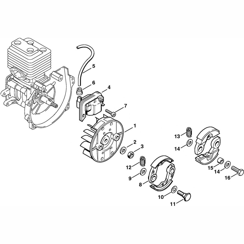 ignition system clutch assembly for stihl fr108 backpack brushcutter