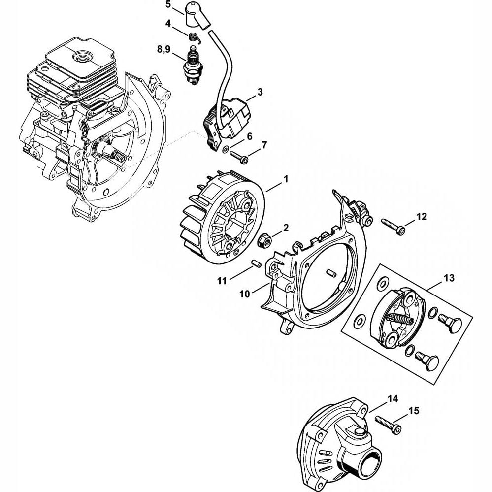 Sơ đồ Đánh lửa & ly hợp cho Stihl FR230 3 ignition system clutch assembly for stihl fr230 backpack brushcutter