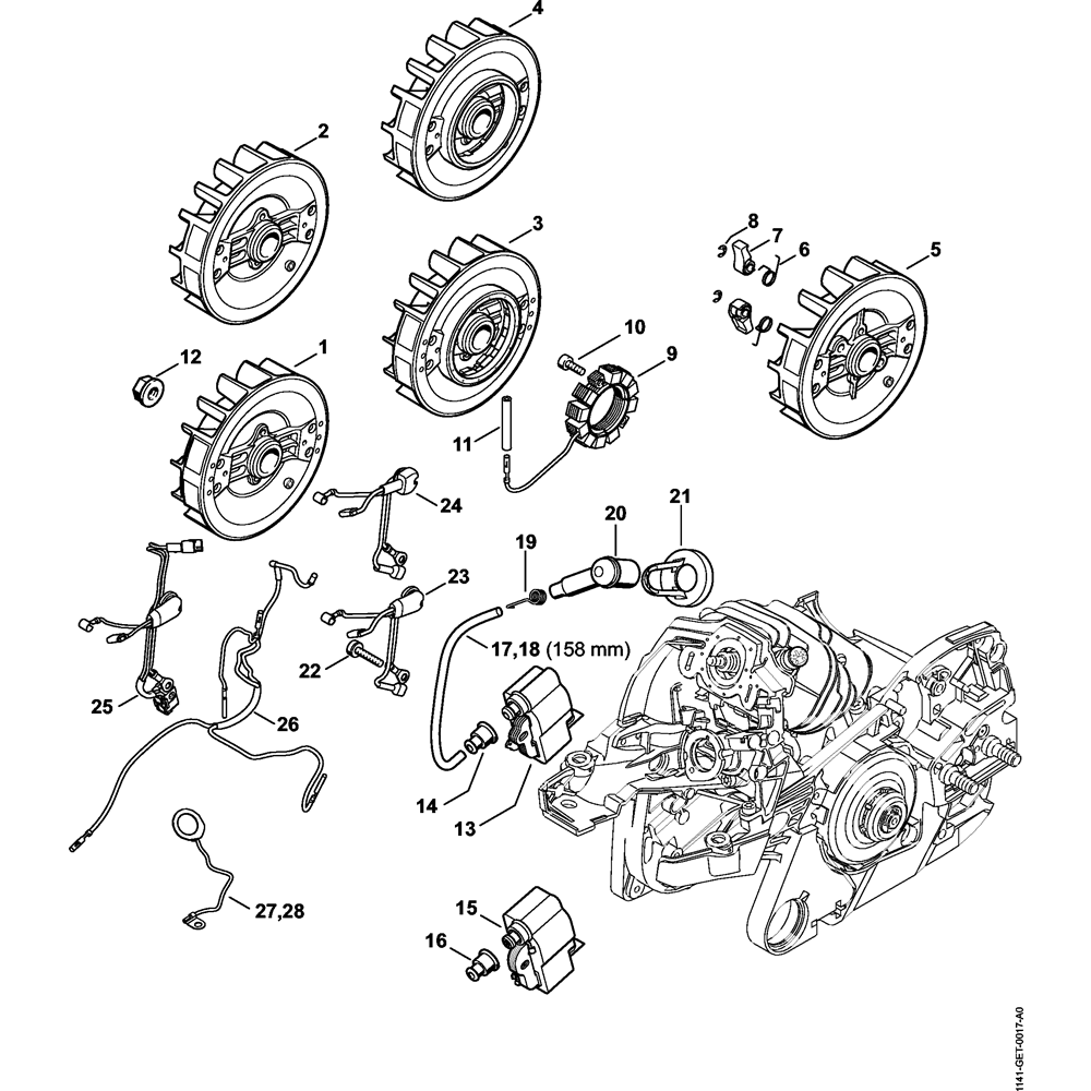 Sơ đồ Tấm che & vách ngăn không khí cho Stihl MS261 3 ignition system wiring harness assembly ms261 ms261c