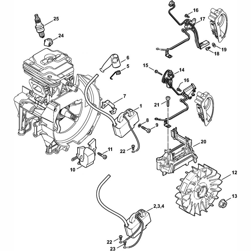 ignition system assembly for stihl fr410c fr460tc backpack brushcutter