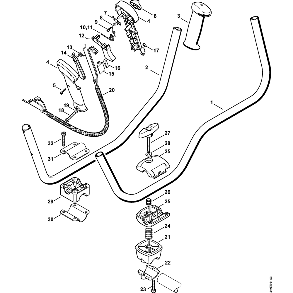 Sơ đồ Tay cầm xe đạp cho Stihl KombiEngine 2 km100 km100r km110r 0013