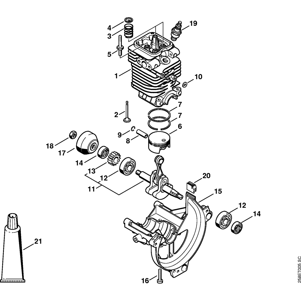 Sơ đồ Xi lanh & Chảo động cơ cho Stihl