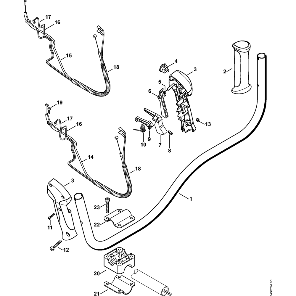 Sơ đồ Tay cầm xe đạp cho Stihl KM56C
