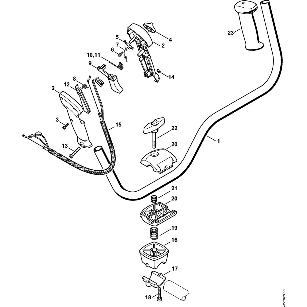 Sơ đồ Tay cầm xe đạp cho Stihl KM90